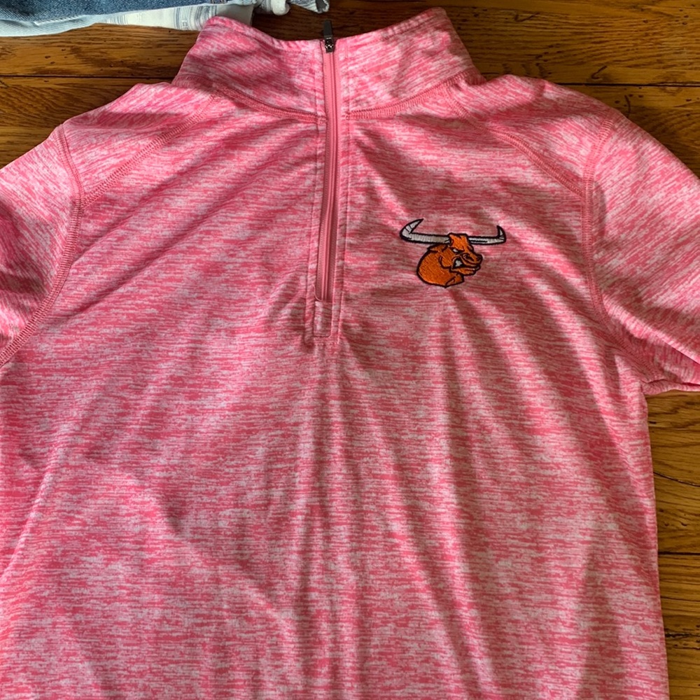Pink longhorn workout top
